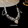Wholesale Heart Shape Artificial Crystal And Pearl Clavicle Necklace Handmade For Women