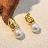 Wholesale Heart Shape Geometric Stainless Steel Electroplated Pearl Earrings For Women