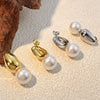 Wholesale Heart Shape Geometric Stainless Steel Electroplated Pearl Earrings For Women