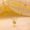 Wholesale Heart Shape 18K Goldplated Titanium Steel Double Layer Snake Bone Chain Necklace For Women