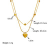 Wholesale Heart Shape 18K Goldplated Titanium Steel Double Layer Snake Bone Chain Necklace For Women