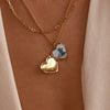 Wholesale Heart Shape Openable Photo Album Necklace With Zircon Copper And Titanium Steel Real Gold Plated O Word Chain
