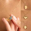 Wholesale Heart Shape Openable Photo Album Necklace With Zircon Copper And Titanium Steel Real Gold Plated O Word Chain
