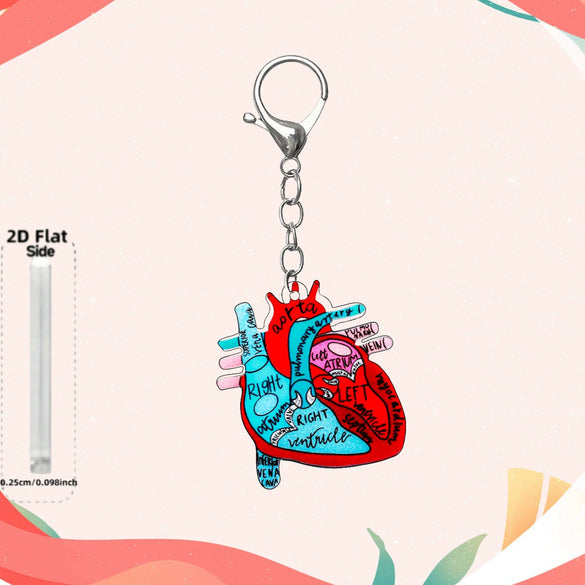 Wholesale Heart Shaped Acrylic Keychain With Nurse Theme Printing For Bag Charm Gift