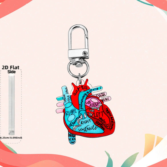 Wholesale Heart Shaped Acrylic Keychain With Nurse Theme Printing For Bag Charm Gift