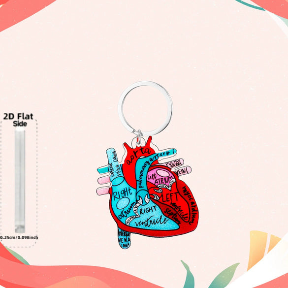Wholesale Heart Shaped Acrylic Keychain With Nurse Theme Printing For Bag Charm Gift