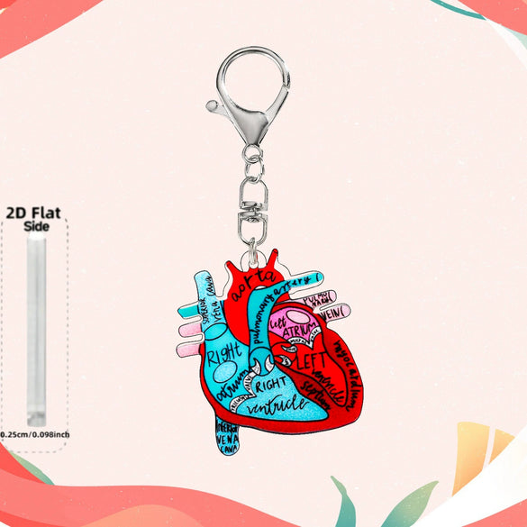 Wholesale Heart Shaped Acrylic Keychain With Nurse Theme Printing For Bag Charm Gift
