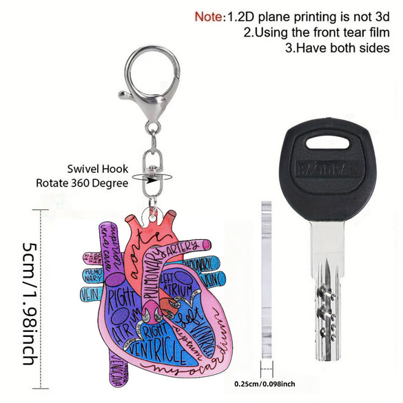 Wholesale Heart Shaped Acrylic Keychain With Nurse Theme Printing For Bag Charm