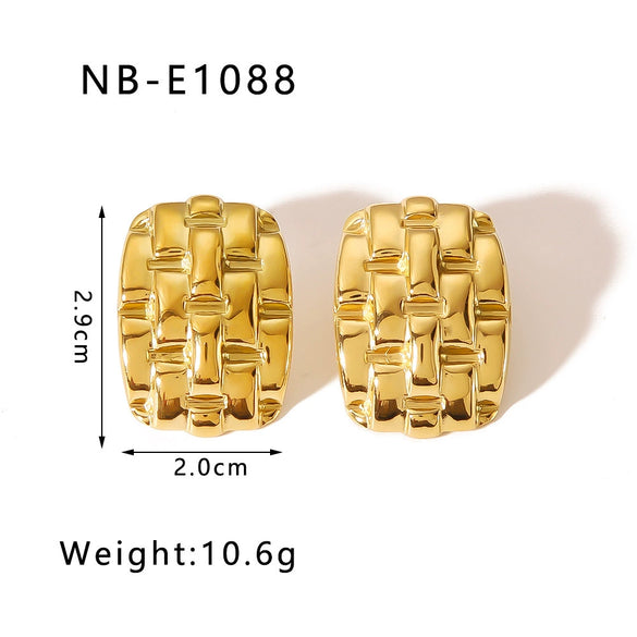 Wholesale Heart Shaped And Geometric C Shaped Fashionable Earrings For Women Stainless Steel With 18K Vacuum Plated In Furnace
