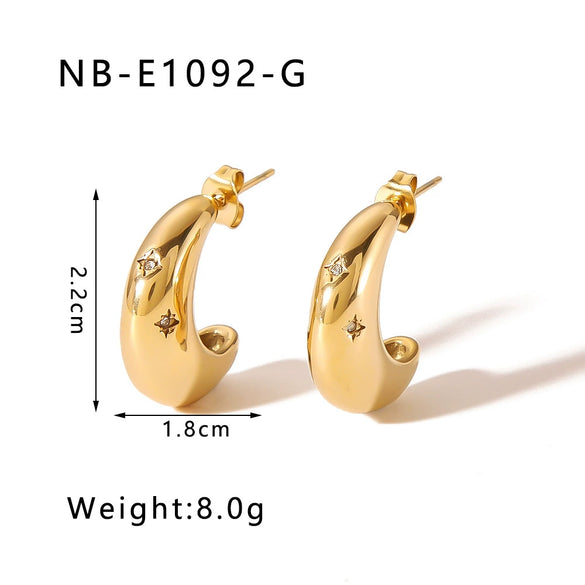 Wholesale Heart Shaped And Geometric C Shaped Fashionable Earrings For Women Stainless Steel With 18K Vacuum Plated In Furnace
