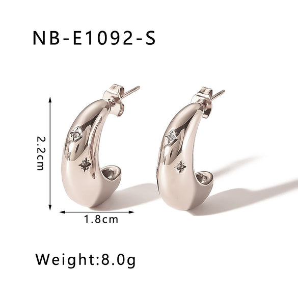 Wholesale Heart Shaped And Geometric C Shaped Fashionable Earrings For Women Stainless Steel With 18K Vacuum Plated In Furnace