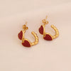 Wholesale Heart Shaped C Shaped Stainless Steel Earrings With Dripping Oil For Women