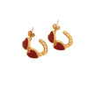Wholesale Heart Shaped C Shaped Stainless Steel Earrings With Dripping Oil For Women