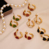 Wholesale Heart Shaped C Shaped Stainless Steel Earrings With Dripping Oil For Women