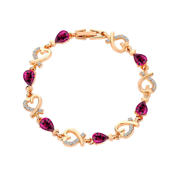 Wholesale Heart Shaped Copper Lady Bracelet With Hollow Out Elegant Flower And Diamond Embedded Design