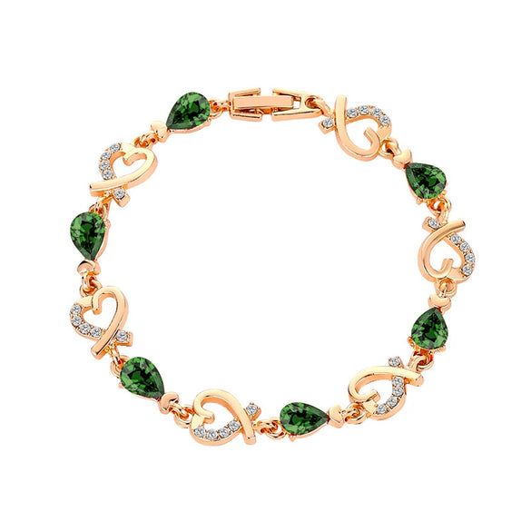 Wholesale Heart Shaped Copper Lady Bracelet With Hollow Out Elegant Flower And Diamond Embedded Design