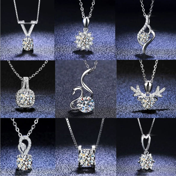 Wholesale Heart Shaped Cow Head Pendant Necklace With Little Red Riding Book Quick Hand Shake Voice 1 Karat Moissanite Silver And White Copper Plated Platinum