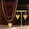 Wholesale Heart Shaped Devil's Eye Pendant Earrings And Multi Layer Necklace In Titanium Steel With 18K Real Gold Electroplated For Women