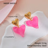 Wholesale Heart Shaped Geometric Resin 18K Gold Electroplated Earrings For Women