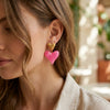 Wholesale Heart Shaped Geometric Resin 18K Gold Electroplated Earrings For Women