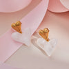 Wholesale Heart Shaped Geometric Resin 18K Gold Electroplated Earrings For Women
