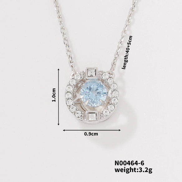 Wholesale Heart Shaped Stainless Steel And Copper Zircon Pendant Necklace With Electroplating In Fashion Geometric Style For Women