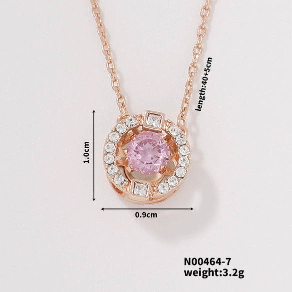 Wholesale Heart Shaped Stainless Steel And Copper Zircon Pendant Necklace With Electroplating In Fashion Geometric Style For Women