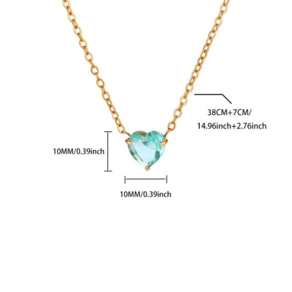 Wholesale Heart Shaped Stainless Steel Birthstone Necklace With 18K Gold Plated Electroplating For Women