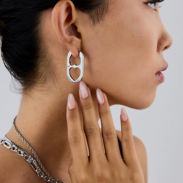 Wholesale Heart Shaped Stainless Steel Earrings With Electroplating Geometric Pattern