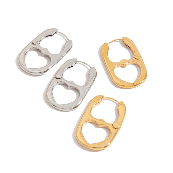 Wholesale Heart Shaped Stainless Steel Earrings With Electroplating Geometric Pattern