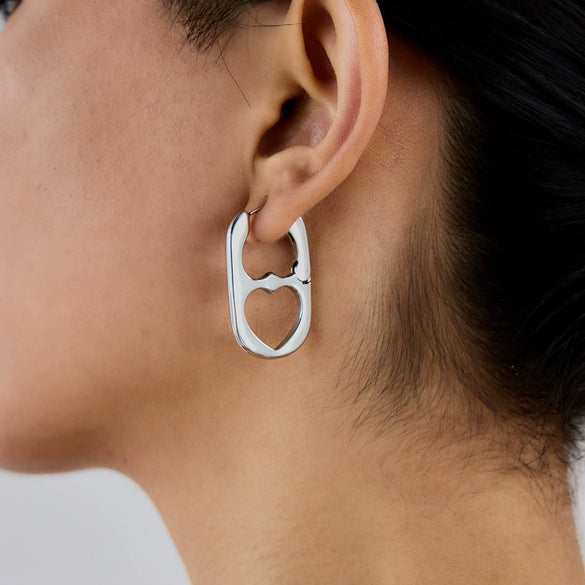 Wholesale Heart Shaped Stainless Steel Earrings With Electroplating Geometric Pattern