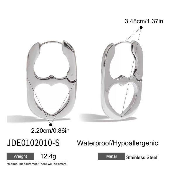 Wholesale Heart Shaped Stainless Steel Earrings With Electroplating Geometric Pattern