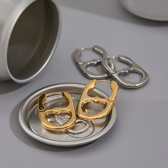 Wholesale Heart Shaped Stainless Steel Earrings With Electroplating Geometric Pattern