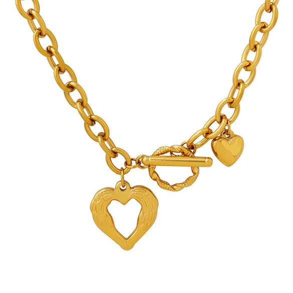 Wholesale Heart Style 316L Stainless Steel Women's Clavicle Necklace With Electroplating And Ot Buckle