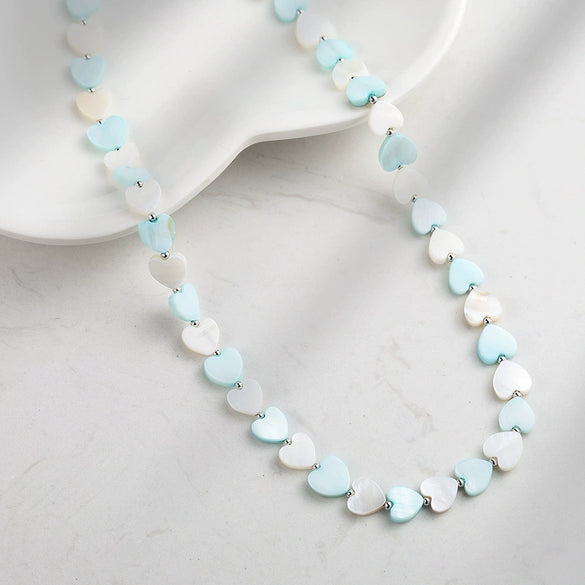 Wholesale Heartshaped Clavicle Necklace With Natural Shell Beads And 925 Silver Pendant Electroplated Geometric Design For Women