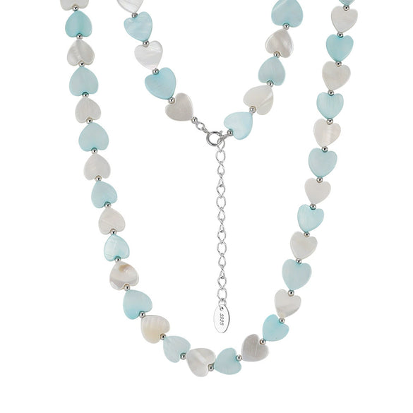 Wholesale Heartshaped Clavicle Necklace With Natural Shell Beads And 925 Silver Pendant Electroplated Geometric Design For Women