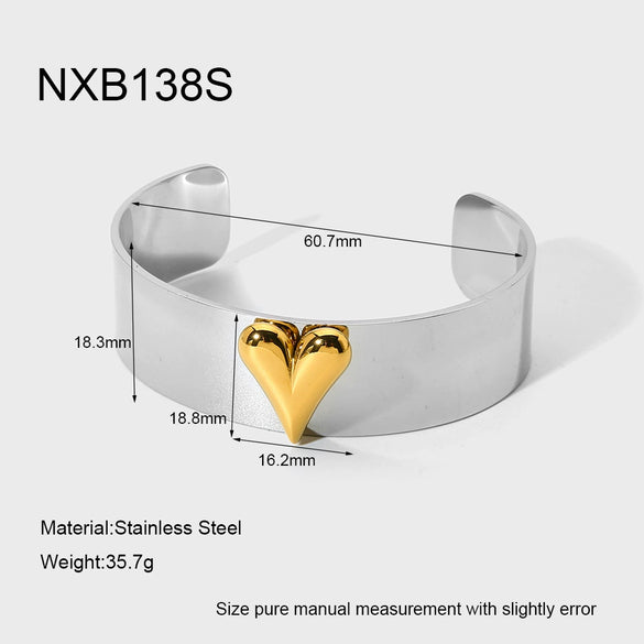 Wholesale Heartshaped Colorblocking 18K Gold Plated Stainless Steel Bracelet For Women