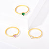 Wholesale Heartshaped Colored Diamond Ring Titanium Steel Geometric Style Women's Jewelry