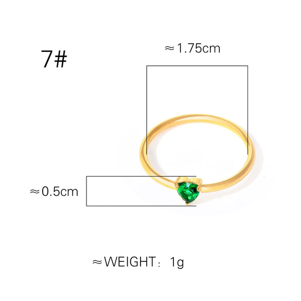Wholesale Heartshaped Colored Diamond Ring Titanium Steel Geometric Style Women's Jewelry