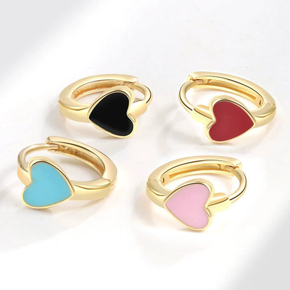 Wholesale Heartshaped Copper Earrings With Geometric Pattern And Electroplating Treatment For Female