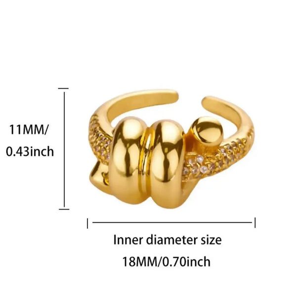 Wholesale Heartshaped Copper Ring With Gold Inlay For Women Geometric Style