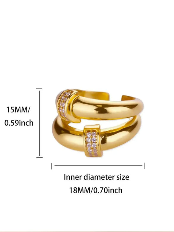 Wholesale Heartshaped Copper Ring With Gold Inlay For Women Geometric Style