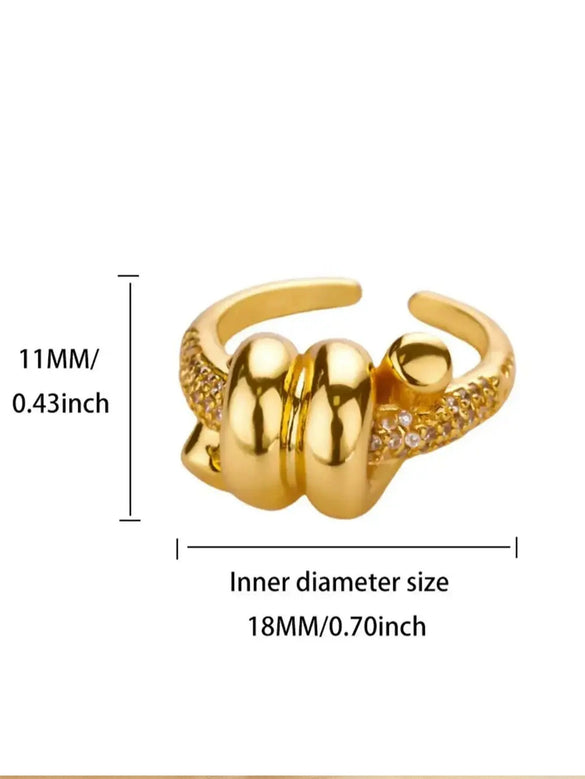 Wholesale Heartshaped Copper Ring With Gold Inlay For Women Geometric Style