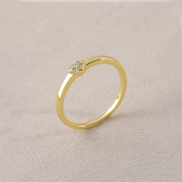 Wholesale Heartshaped Copperplated Real Gold Ring Geometric Minimalist Hand Jewelry