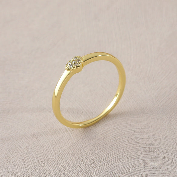 Wholesale Heartshaped Copperplated Real Gold Ring Geometric Minimalist Hand Jewelry