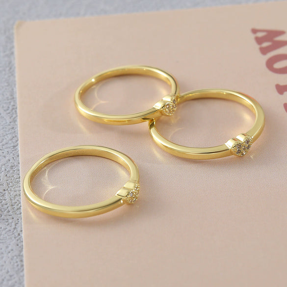 Wholesale Heartshaped Copperplated Real Gold Ring Geometric Minimalist Hand Jewelry