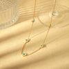 Wholesale Heartshaped Devil's Eye Stainless Steel And Titanium Steel Necklace And Bracelet Set 18K Gold Plated Jewelry For Women