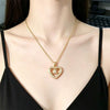 Wholesale Heartshaped Diamondstudded Rose Dragonfly Butterfly Pendant Necklace For Couples Copper Inlaid With Zircon 18K Real Gold Plated Titanium Steel Flash O Chain