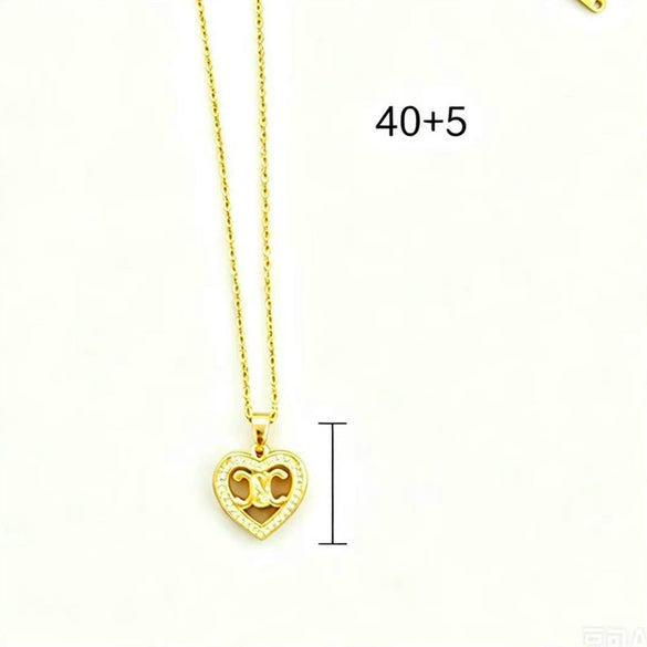 Wholesale Heartshaped Diamondstudded Rose Dragonfly Butterfly Pendant Necklace For Couples Copper Inlaid With Zircon 18K Real Gold Plated Titanium Steel Flash O Chain