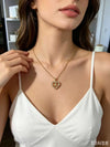 Wholesale Heartshaped Diamondstudded Rose Dragonfly Butterfly Pendant Necklace For Couples Copper Inlaid With Zircon 18K Real Gold Plated Titanium Steel Flash O Chain
